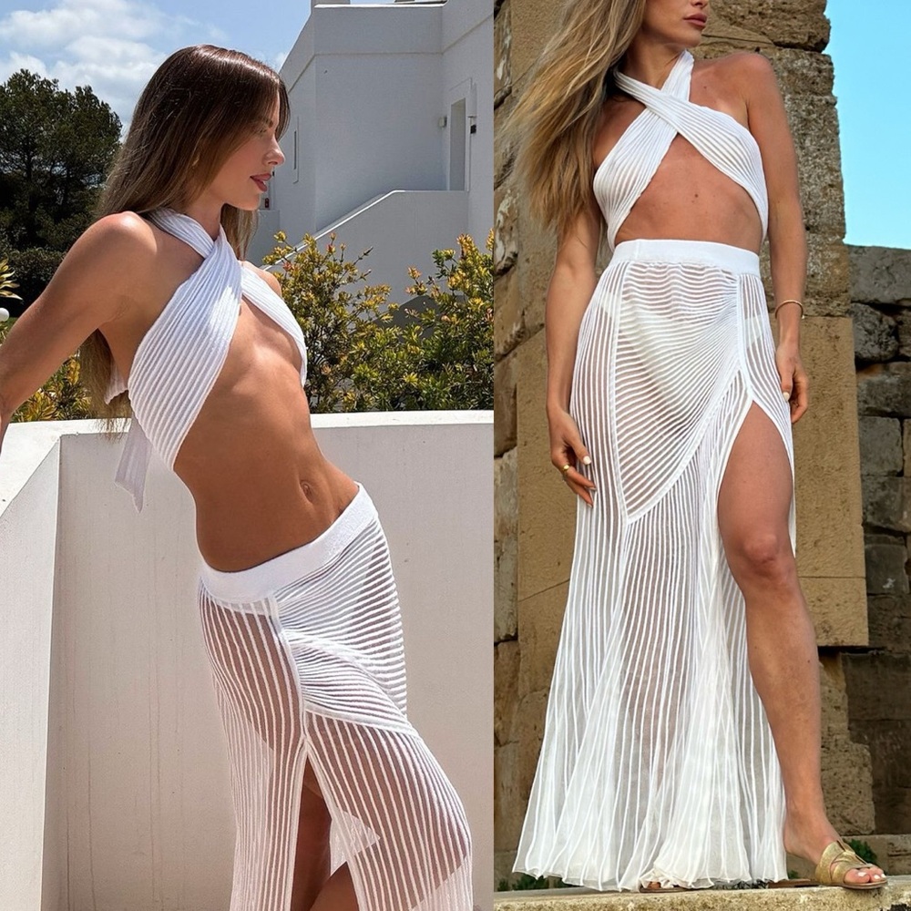 KUKHAREVA LONDON | NWT! Dione Skirt + Cassidi Scarf Top In Velvety White S/M